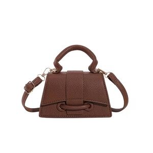 Brown Leather Crossbody Bag with Top Handle